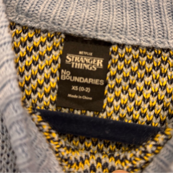 NWT Stranger Things Season 5 Erica Scottie Dog Sweater XS Blue No Boundaries - Picture 4 of 11